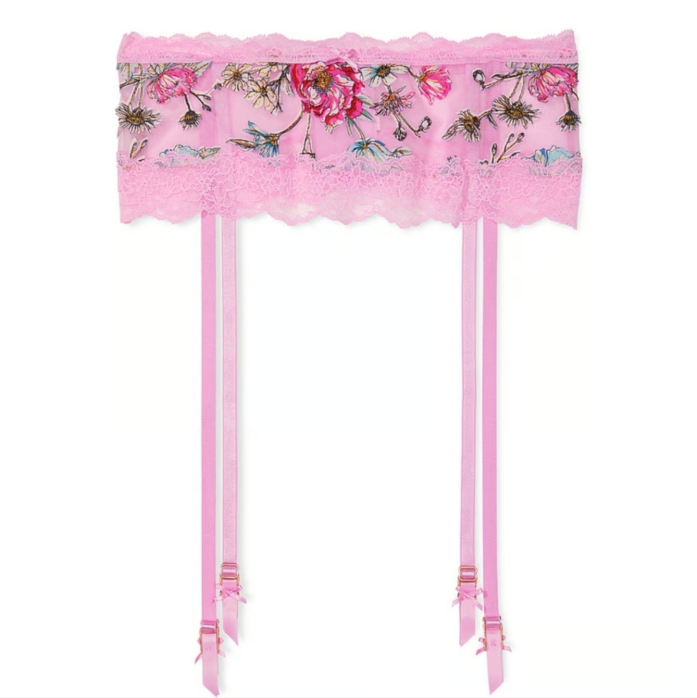 Victoria's Secret Dream Angel Floral Embroidery Garter Belt NWT XS/S